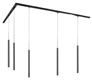 Modernt skensystem med 5 hänglampor svart 1-fas - Iconic Frini