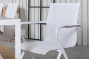BREAK ALINA Matbord 205x90 cm + 6 stolar - Vit/Grå | Utemöbler