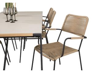 TEXAS LINDOS Matbord 200x100 cm + 6 stolar | Utemöbler
