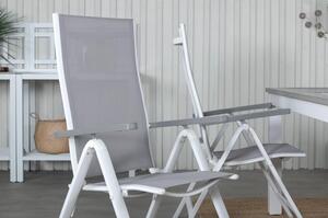 ALBANY Matbord 152/210x90 cm + 4 stolar - Grå/Vit | Utemöbler