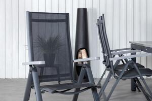 ALBANY Matbord 224/324x100 cm + 6 stolar - Svart/Grå | Utemöbler