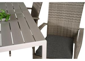 ANNA BREAK Matbord 150x90 cm + 4 stolar - Grå/Vit | Utemöbler