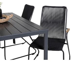 BOIS BREAK Matbord 150x90 cm + 4 stolar - Svart | Utemöbler