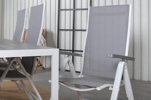 BREAK ALBANY Matbord 205x90 cm + 6 stolar - Grå/Vit | Utemöbler