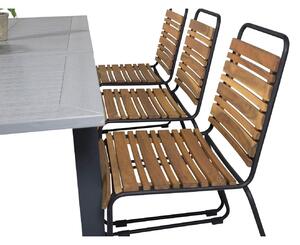 BOIS ALBANY Matbord 152/210x90 cm + 6 stolar - Natur/Grå | Utemöbler