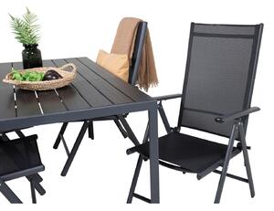 BREAK Matbord 150x90 cm + 4 stolar - Svart | Utemöbler