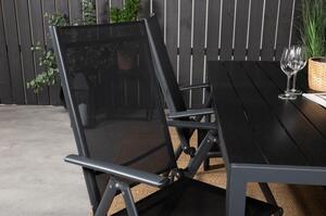 BREAK Matbord 150x90 cm + 4 stolar - Svart | Utemöbler