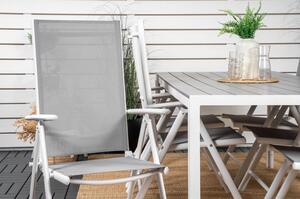 BREAK Matbord 205x90 cm + 6 stolar - Grå/Vit | Utemöbler