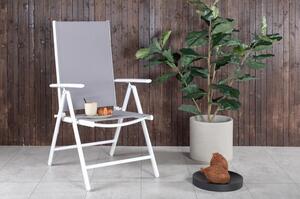 BREAK PARMA Matbord 140 cm + 6 stolar - Grå/Vit | Utemöbler
