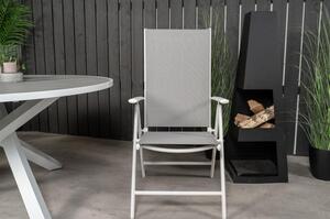 BREAK PARMA Matbord 140 cm + 6 stolar - Grå/Vit | Utemöbler