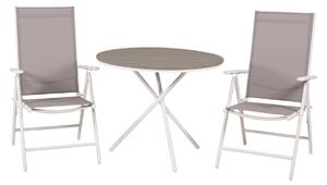 BREAK PARMA Matbord 90 cm + 2 stolar - Grå/Vit | Utemöbler