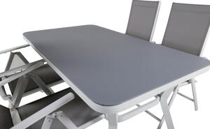 BREAK VIRYA Matbord 160x90 cm + 4 stolar - Grå/Vit | Utemöbler