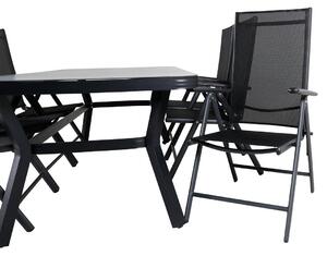 BREAK VIRYA Matbord 200x100 cm + 6 stolar - Svart/Grå | Utemöbler