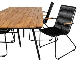 CHAN BOIS Matbord 200x100 cm + 4 stolar - Svart/Natur | Utemöbler