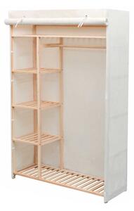 Garderob i tyg och furu 110x40x170 cm - Vit