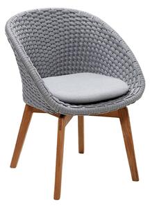 Cane-Line - Peacock Stol, Teak/Light Grey, Inkl. Dyna - Matstolar utomhus - Grå - Trä/Textilmaterial/Syntetiskt
