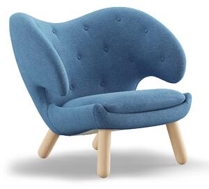 House of Finn Juhl - Pelican stol With Buttons, Clear oiled oak, Cat. 1 Remix 762 - Fåtöljer - Finn Juhl - Träfärgad,Blå - Trä/Textilmaterial