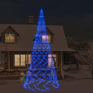 Julgran på flaggstång blå 3000 LEDs 800 cm