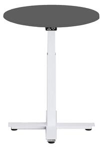 Höj och sänkbart elskrivbord, en pelare, vitt stativ, svart bordsskiva Dia70cm