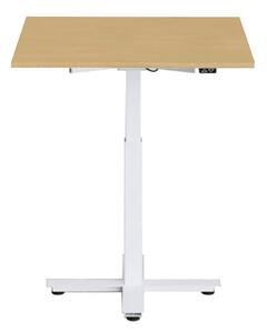 Höj och sänkbart elskrivbord, en pelare, vitt stativ, ek bordsskiva 60x60cm