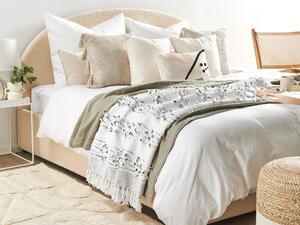 Filt Ljusgrå 130 x 150 cm Sängöverkast Boho-stil Beliani