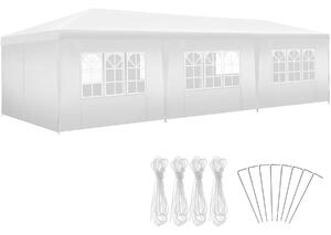 TecTake GmbH 405969 paviljong miramas 9x3m med 8 sidodelar vattentät - vit