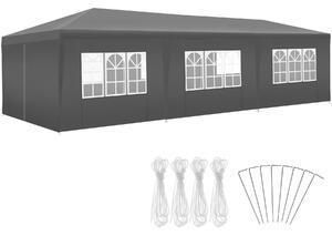 TecTake GmbH 405970 paviljong miramas 9x3m med 8 sidodelar vattentät - grå