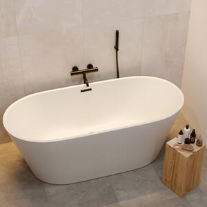 Badkar Luna Vit Matt 170x75 cm med Svart Bräddavlopp