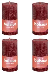 Bolsius Rustika blockljus 4-pack 130x68 mm sammetsröd