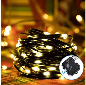 Aigostar -LED julkedja för utomhusbruk 100xLED/8 funktioner 3xAA 10,3m IP44 varm vit