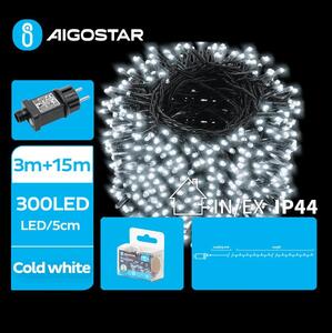 Aigostar - LED julkedja för utomhusbruk 300xLED/8 funktioner 18m IP44 kall vit