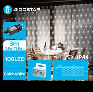 Aigostar - LED ljusslinga för utomhusbruk 100xLED/8 funktioner 4,5x1,5m IP44 kall vit