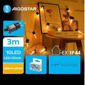 Aigostar - LED dekorativ utomhusslinga 10xLED/3m IP44 varm vit