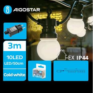 Aigostar - LED dekorativ utomhusslinga 10xLED/3m IP44 kall vit