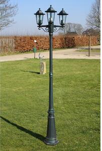 Trädgårdslampa 3 armar 215 cm mörkgrön/svart aluminium