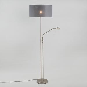 Modern golvlampa stål och grå med justerbar läsarm - Luxor
