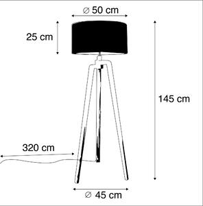 Golvlampa stativ vit med skugga 50 cm svart - Puros