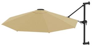 Väggmonterat parasoll med metallstång 300 cm taupe