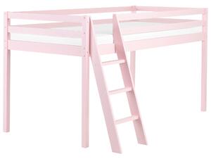 Barnsäng Rosa Furuträ 90 x 200 cm med Spjälram Säng för Småbarn Beliani