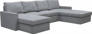 Tärnö Grå Bäddsoffa med förvaring - U-soffa + Möbelvårdskit för textilier