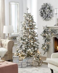 Konstgjord julgran Vit Syntetmaterial 210 cm Gångjärnsförsedda grenar LED-belysning Julpynt Högtid Beliani