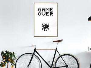 Inramad Poster / Tavla - Game Over - 20x30 Guldram med passepartout