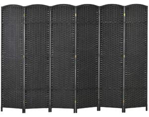 6-panels rumsavdelare, vikbar insynsskydd, insynsskydd för vardagsrum, sovrum, hemmakontor, svart