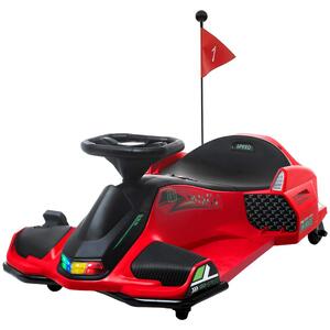 Elektrisk gokart för barn, gummihjul, 3-8 km/h, med ljus och musikfunktion, röd