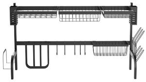 Diskavlopp, 2-vånings avlopp med krokar, tallriksställ, tillbehör, 100 cm stål, svart