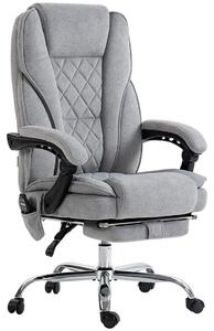 Ergonomisk kontorsstol med massagefunktion, fotstöd, vridbar, rullbar, grå