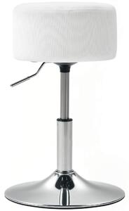 Barstol, stoppad barstol med metallram, manchesterlook, justerbar i höjdled, 360° vridbar, vit