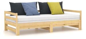 Dagbädd utdragbar massiv furu 2x(90x200) cm - Brun