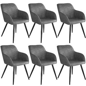 Tectake 404064 6x stol marilyn tyg - grå/svart