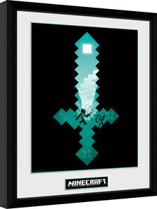 Inramad poster Minecraft - Diamond Sword